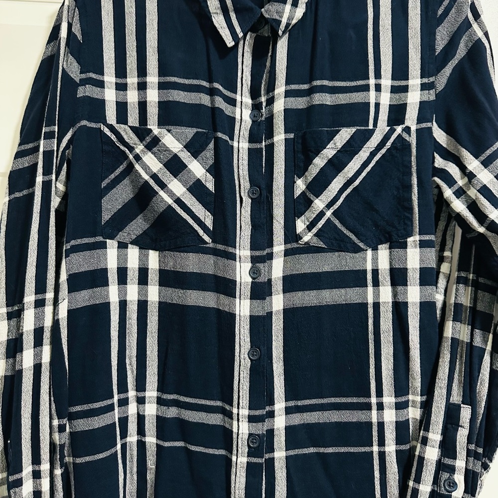 Lucky Brand Blue and White Plaid Casual Shirt